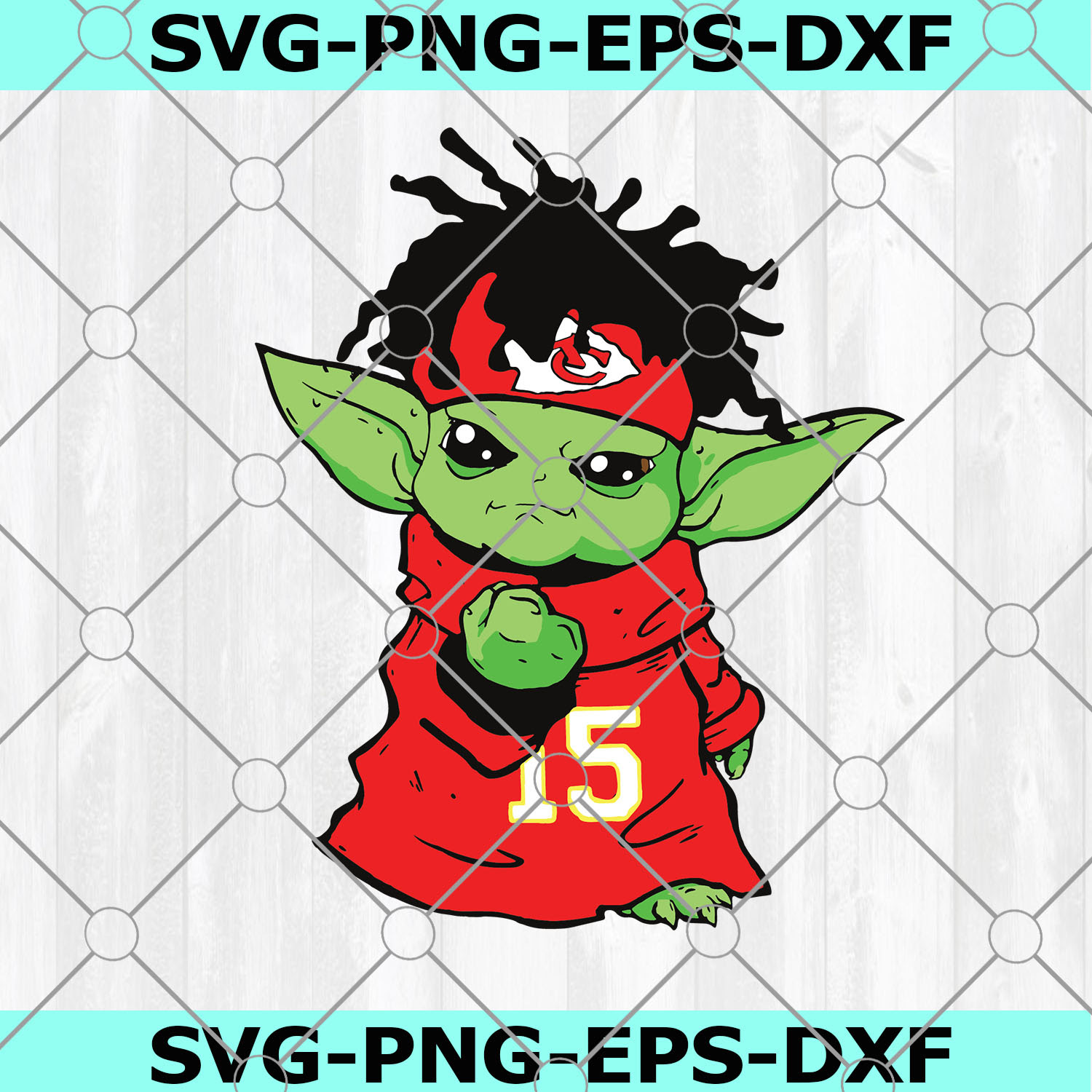 Download Baby Yoda Mahomes 15 KC Svg, Baby Yoda Svg, Kansas City ...