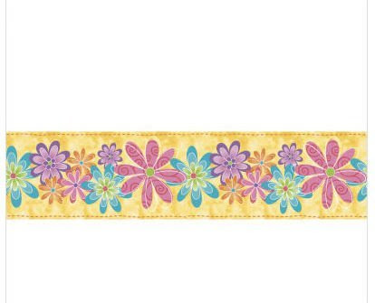Blue Mountain Wallcoverings SR026251 Just for Kids Flirty Flowers Self-Stick Wall Border
