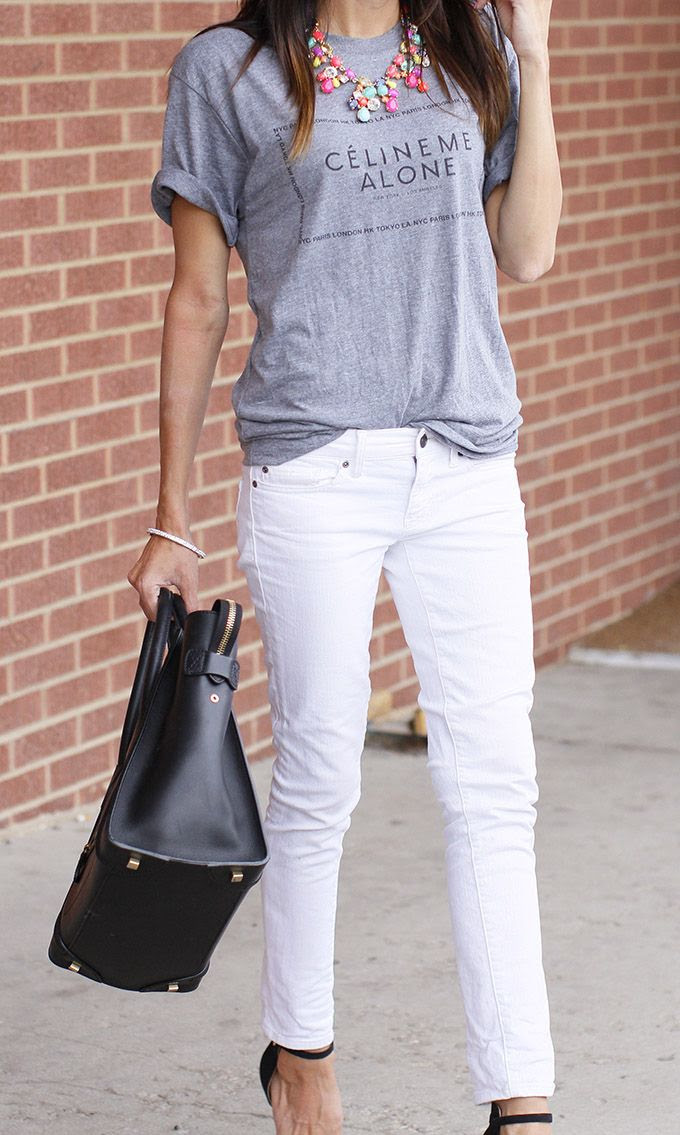 Love a menswear casual tee with everything else girly
