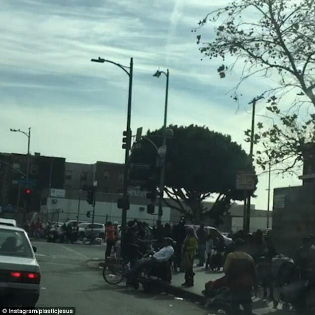 Dash camera footage captures the brutal reality of life on the street for some 20,000 people in the notorious Skid Row district of LA's central business zone