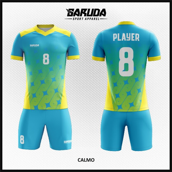 Desain Baju Bola Futsal Calmo Biru Kuning Keren Garuda Desain Baju Bola Futsal Calmo Biru Kuning Keren Garuda