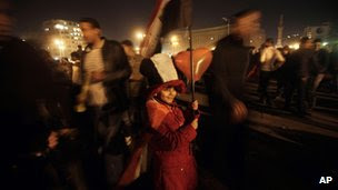 Nine-year-old girl takes part in protest, 25 January 2012