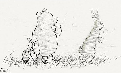 pooh bear, piglet and rabbit