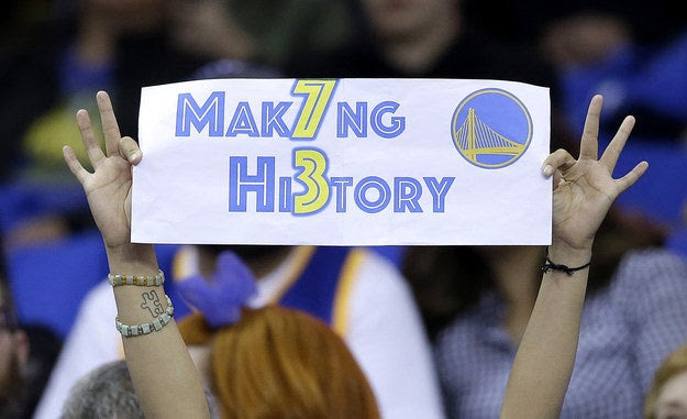 The Warriors' golden season came to a historic end in Oakland on Wednesday night with a 125-104 win over the Memphis Grizzlies to seal the record for most-ever wins in an NBA season.