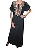 Caftan Womans Moroccan Kaftan Dress Black Floral Embroidered Maxi Medium