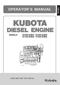 KUBOTA DIESEL ENGINE D1005 D1105 D1305 D1505 OPERATORS