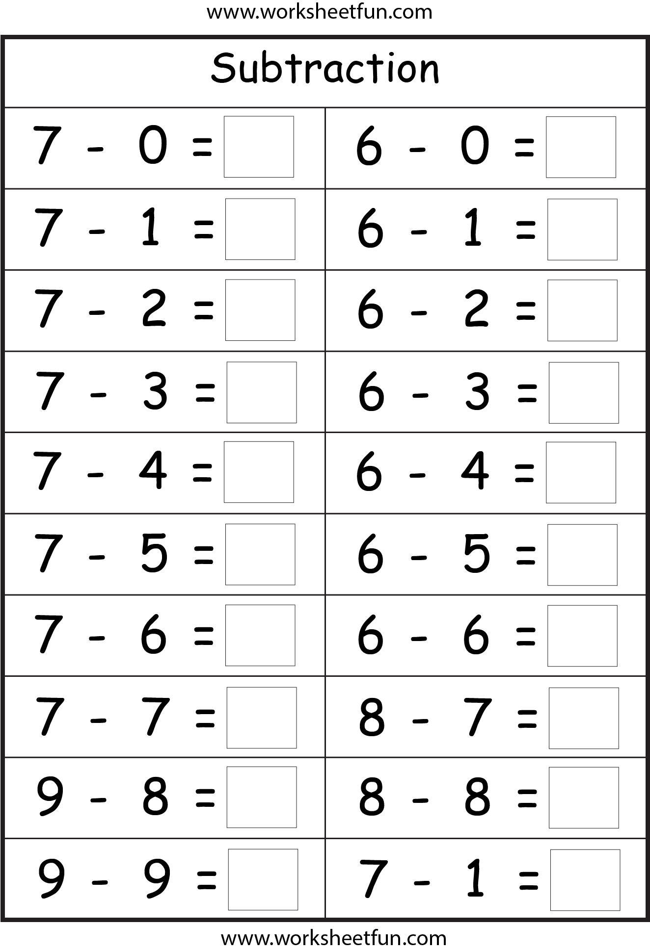 Subtraction – 4 Worksheets / FREE Printable Worksheets ...