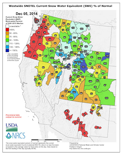 Early December Snowpack in the West