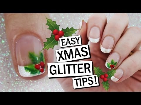 Hot Christmas Holly GLITTER TIPS Easy Xmas Nail Art Nailed It NZ, kontroversial!