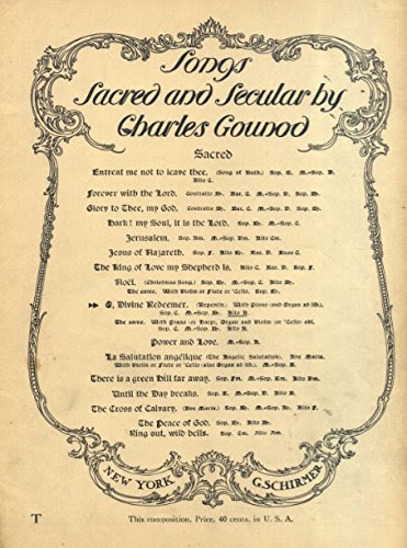O, Divine Redeemer (Repentir) with Piano (and Organ ad lib) Alto or Bass, by Charles Gounod