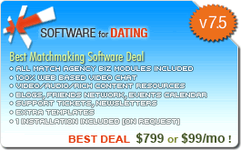 SOFTWARE for DATING / Best Matchmaking Software Deal + ALL MATCH AGENCY BIZ INCLUDED MODULES + 100% WEB BASED VIDEO CHAT + VIDEO/AUDIO/RICH CONTENT RESOURCES + BLOGS, FRIENDS NETWORK, EVENTS CALENDAR + SUPPORT TICKETS, NEWSLETTERS + EXTRA TEMPLATES + 1 INSTALLATION INCLUDED [ON REQUEST]