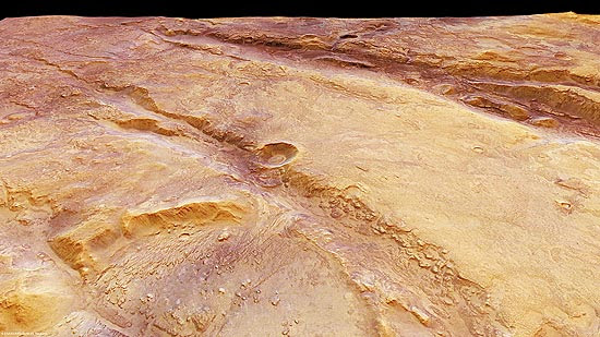 Fraturas que se se encontram perto da bacia de impacto Isidis podem ter até 500 metros de profundidade