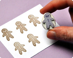 Gingerbread man hand carved rubber stamp