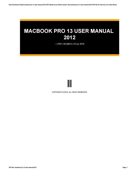 eBook Macbook Pro Instruction Manual 2012 (PDF / ePub)