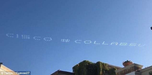 Mysterious text that appeared above Phoenix has left onlookers confused as to where it came from and how it was created. The message, reading 'cisco #collabsummit', is actually an incredible form of skywriting that has the appearance of digitally typed text