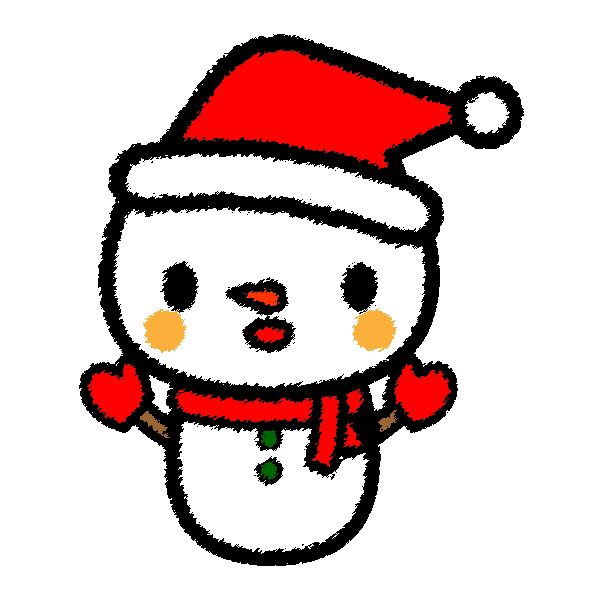 手書き風でかわいいクリスマス雪だるまの無料イラスト 商用フリー オイデ43