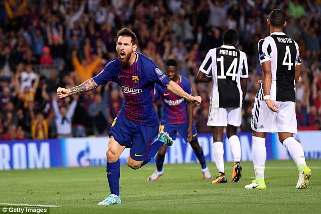 Lionel Messi celebrates scoring against Juventus - the Italians are yet to secure qualification