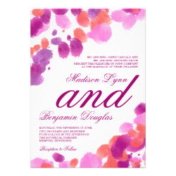 Watercolor Purple Pink Coral Wedding Invitations