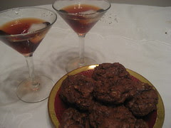 Chocolate toffee cookies and pomegranet liquor