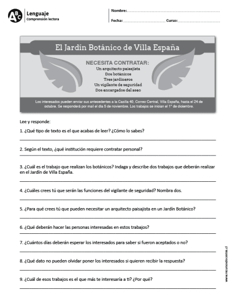 Lectura Comprensiva El Jardin Botanico