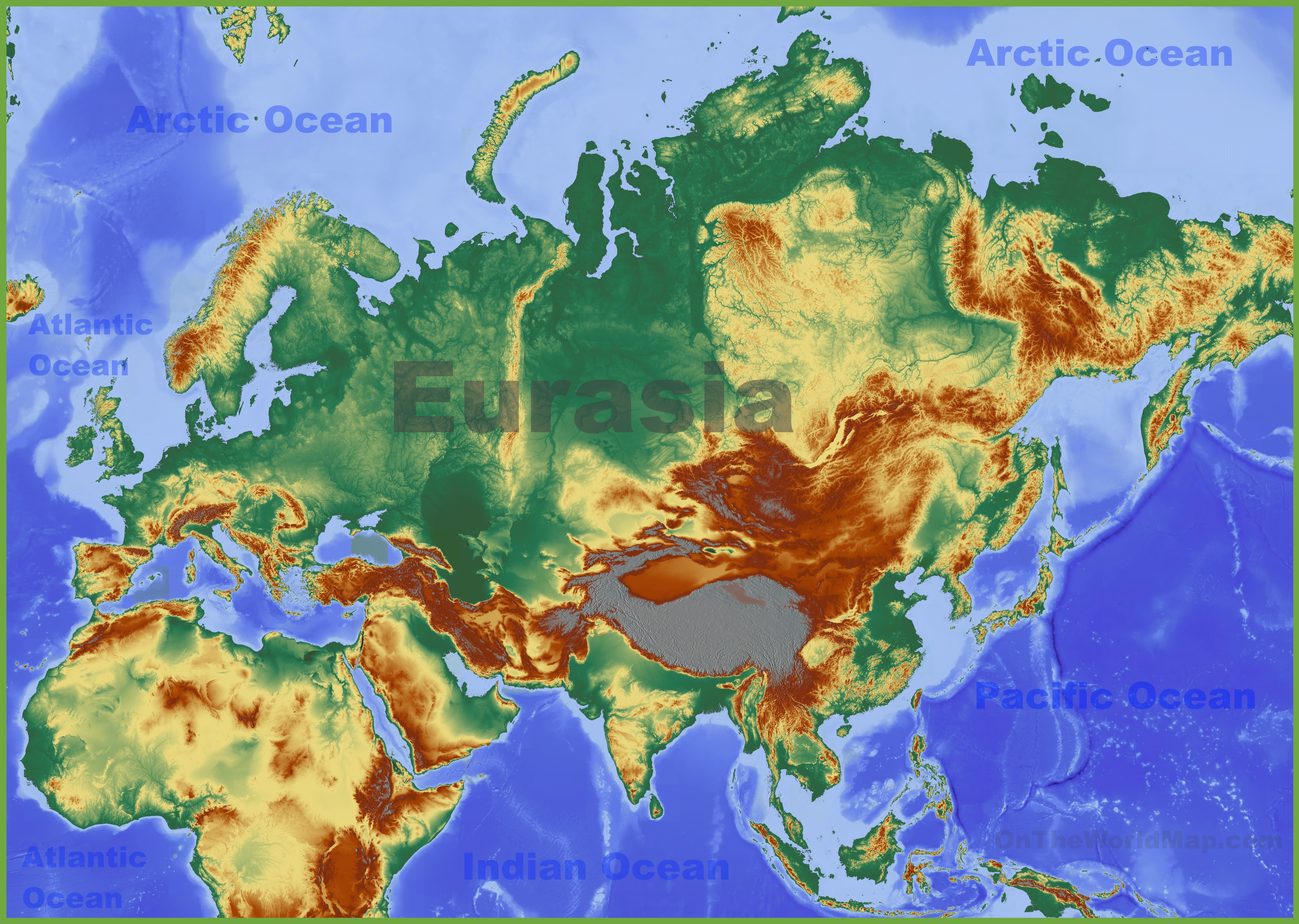 Physical map of Eurasia
