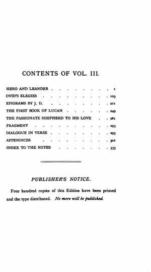 The Works Of Christopher Marlowe Vol 3 Poems Online - 