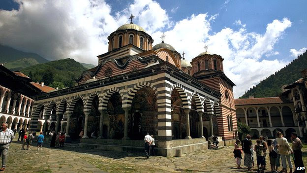 Picture of the Church of The Birth of Holy Mother (1834-1837) in Rila Monastery, about 120km south of the capital Sofia.