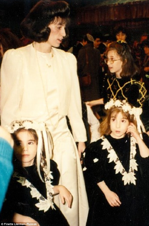 Tragic family: Suri or Sarah Mayer (right) has taken her own life five months after her sister Faigy (left). The two are pictured here as children at a family wedding with their mother Chava