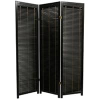 Wooden Shutter Screen 3 Panel - Black