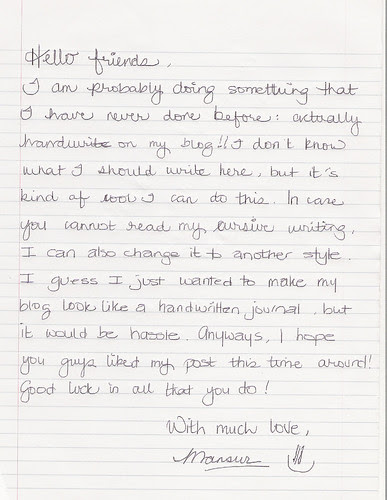Handwritten journal entry