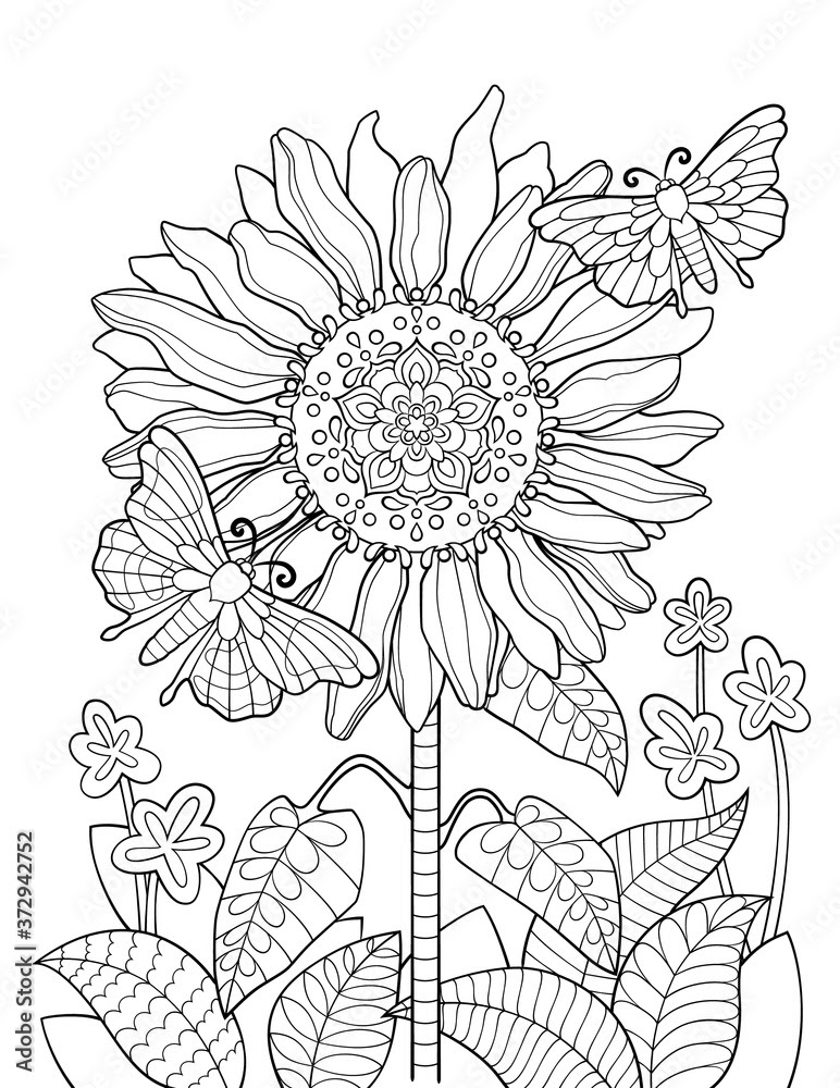 Download Free Sunflower Mandala Coloring Pages Cutting Image Compatible with Cameo Silhouette Studio, Cricut and other cutting machines for any crafting projects.