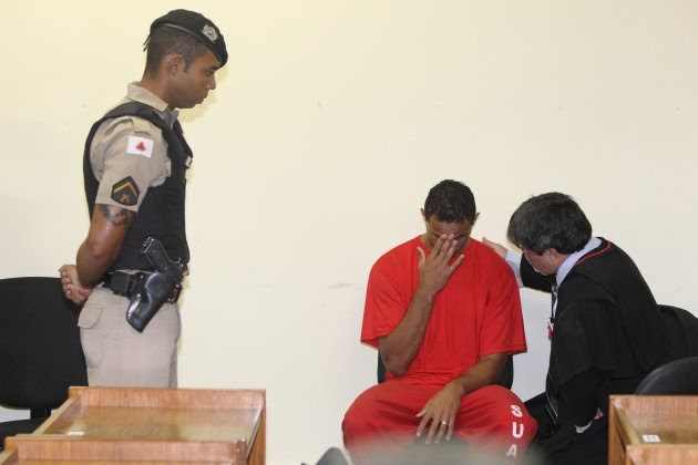 Goleiro Bruno durante seu julgamento em Contagem (MG)
