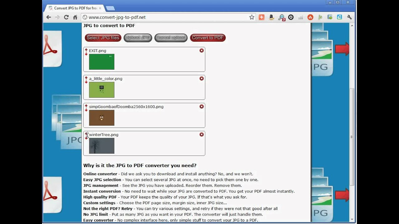 Convert JPG to PDF with Convert-JPG-to-PDF.net - YouTube