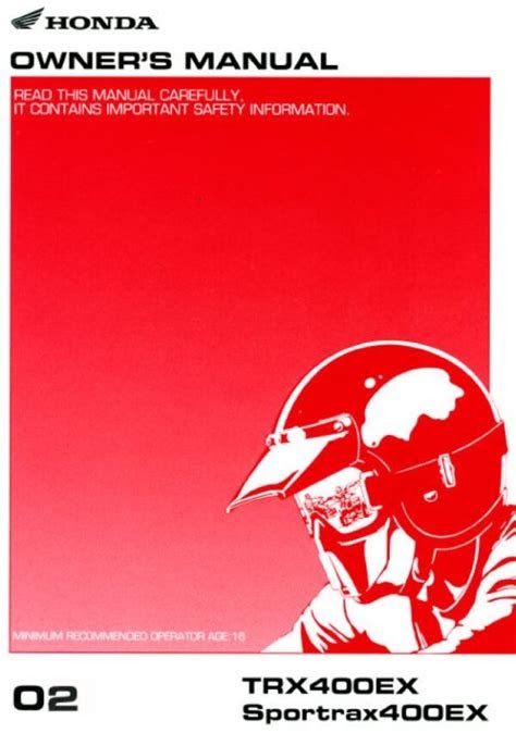 Download 03 Honda Atv Trx400ex Sportrax400ex 2003 Owners Manual