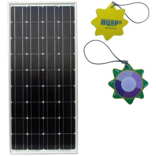 HQRP 90 Watt Solar Panel 90W Power (Size of 80 Watt / 80W) 12V Monocrystalline PV Module Photovoltaic plus HQRP UV Chain / UV Radiation Health Tester