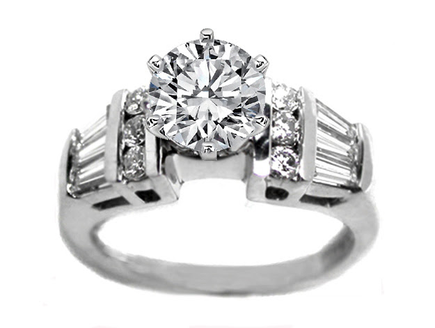 Wedding rings with tapered baguettes