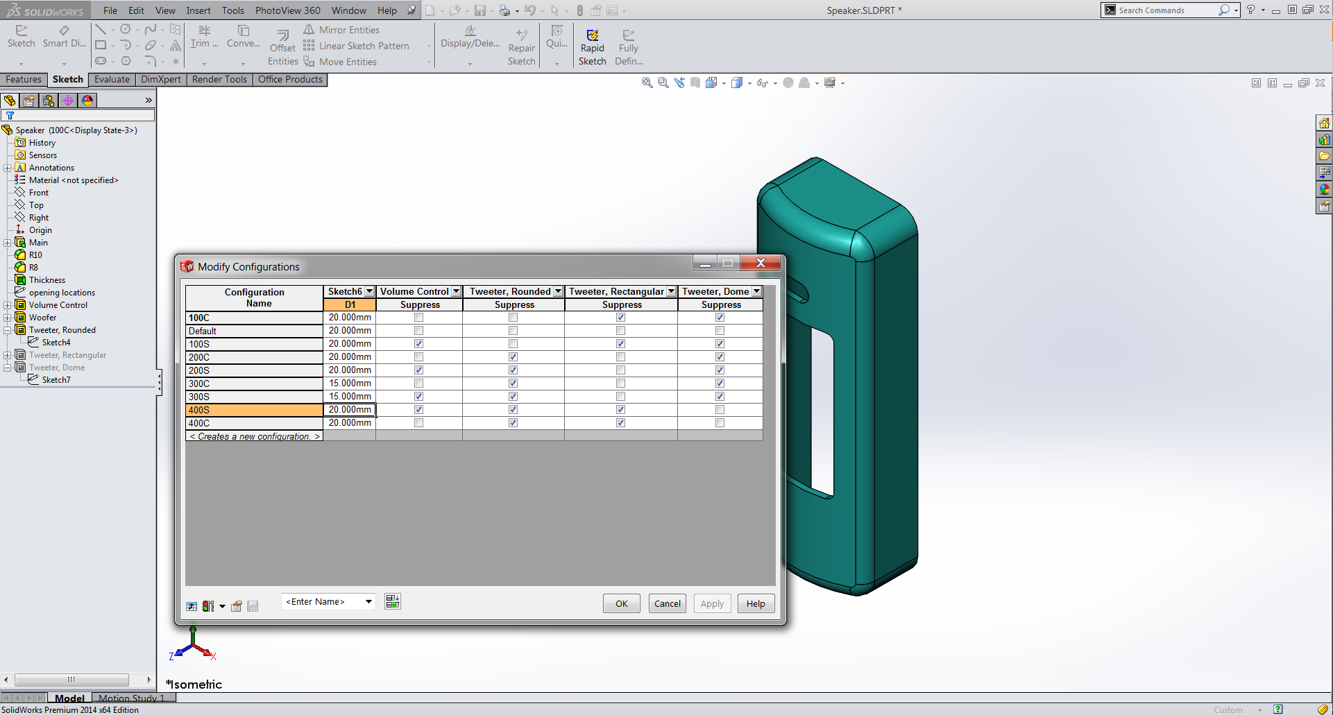 Modify Configurations Dialog