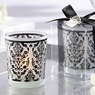 Damask Frosted Glass Tea Light Holder