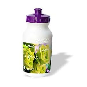 Yves Creations Roses - Three Yellow Green Roses With Love - Water Bottles