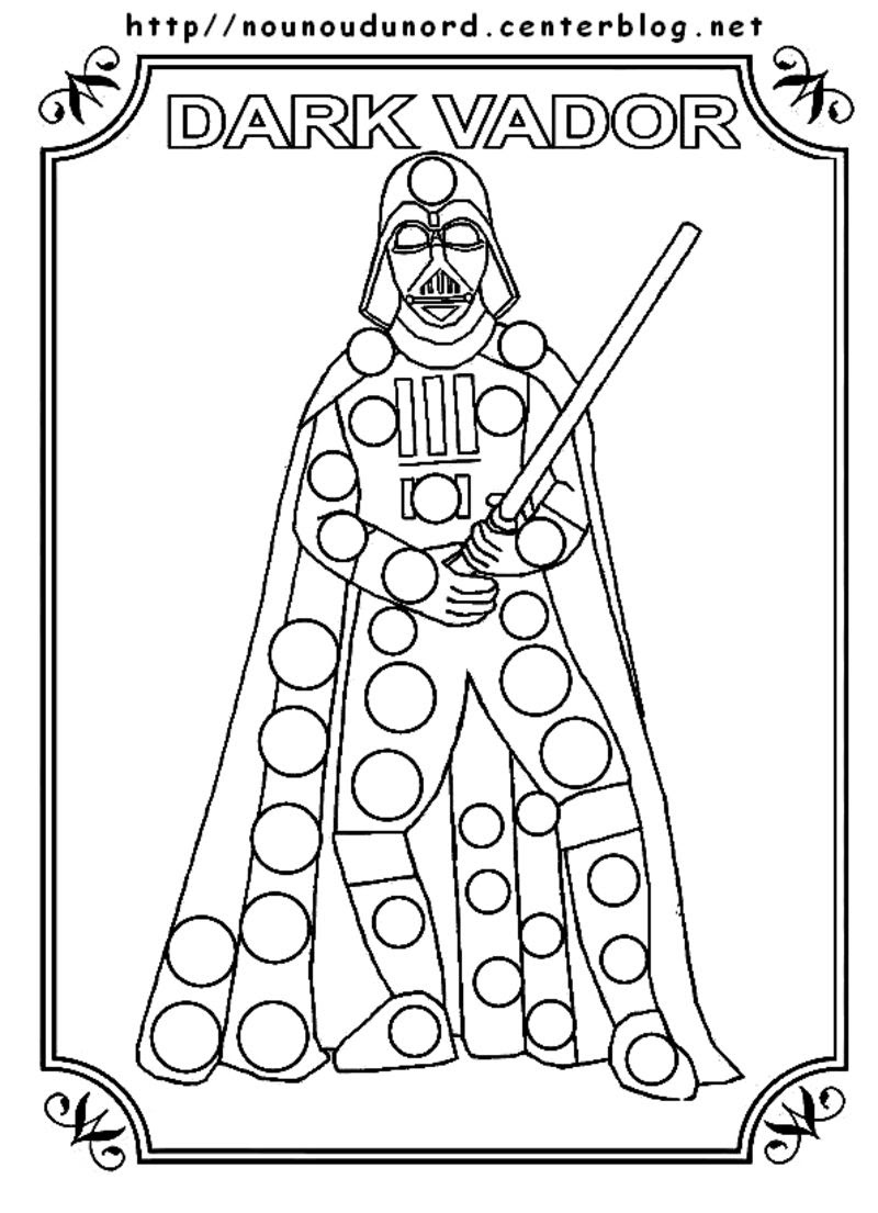 dark vador coloriage et gommettes