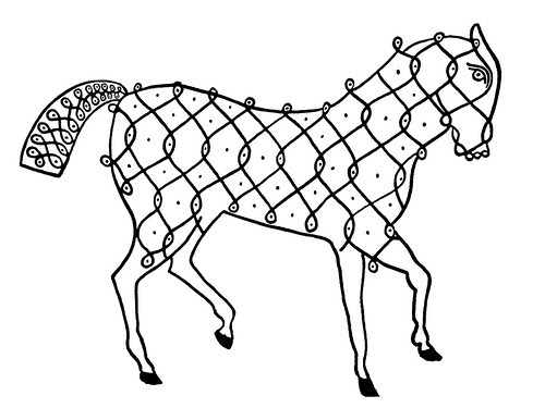Indian Designs d - horse made from line drawing symbol - clipart