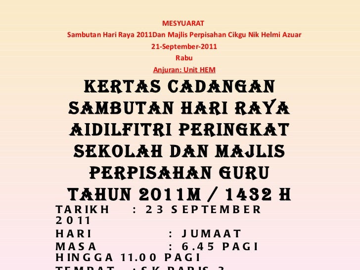 Kertas cadangan hari raya 2011