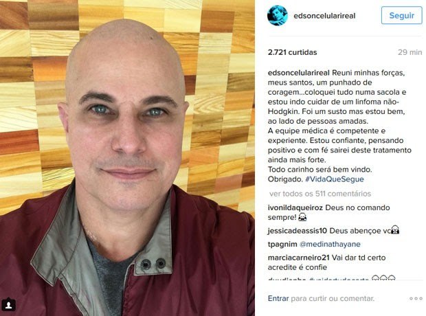 Edson Celulari, em foto publicada em sua conta do Instagram. (Foto: Reprodução/Instagram/Edson Celulari)