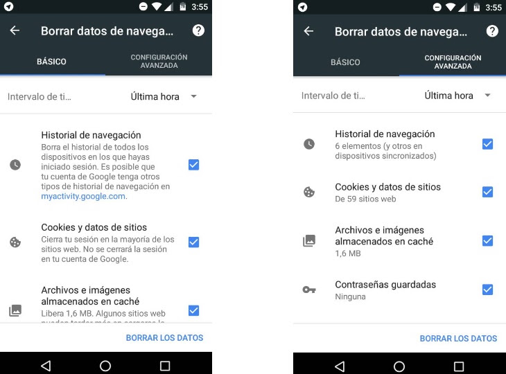Eliminar historial Chrome b