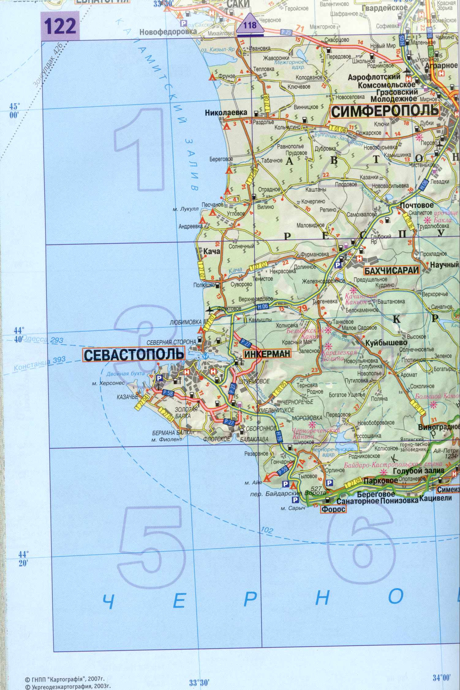 Украина - подробная карта юга Украины. Крупномасштабная ...