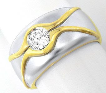 Foto 1, Topmoderner Brillant-Solitärring 18K-Bicolor Luxus! Neu, S8393