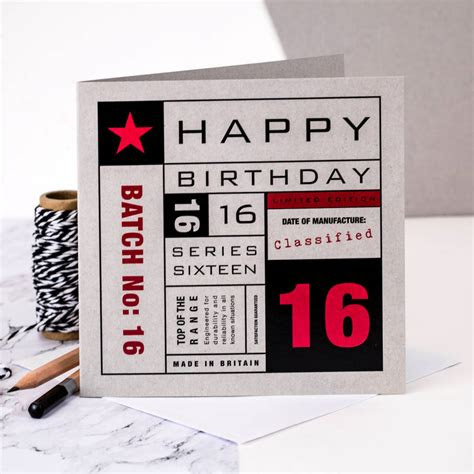  16th birthday card for boys by coulson macleod notonthehighstreetcom