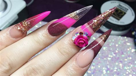 acrylic nails extreme stiletto  polish youtube