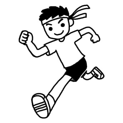 徒競走3 運動会 体育祭 大きな行事 学校 無料 白黒イラスト素材