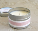 Medium essential oil scented soy candle in travel tin - Geranium or Patchouli 